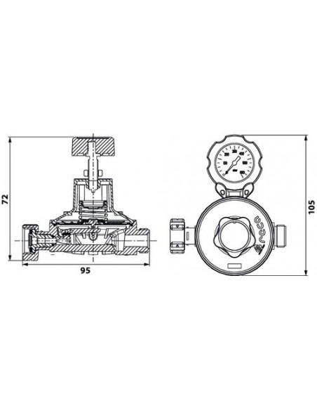 MANO-DETENDEUR B.P. PROPANE 4KG H 44450
