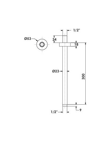 Bras de Douche Rond vertical 300 mm Chro 47303