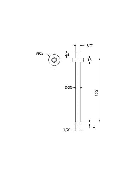 Bras de Douche Rond vertical 300 mm Chro 47303