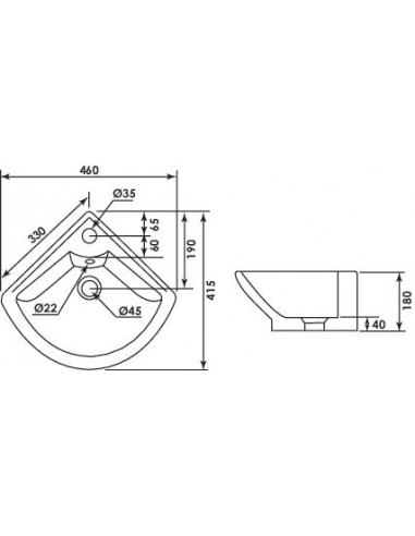 Lave-mains Angle 18 cm 487863