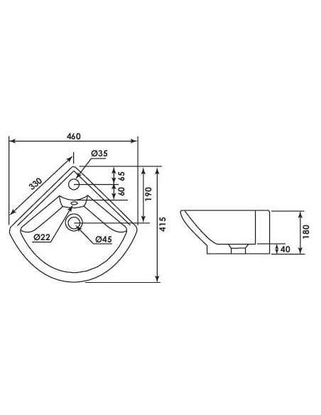 Lave-mains Angle 18 cm 487863