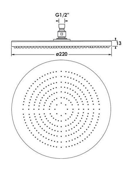 Douche de tête Ronde Diam 220 mm anti ca 4905C