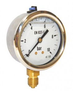 Manomètre à bain de glycérine à raccordement radial Mesure de 0 à 4 bars 699-02