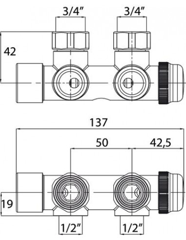 DISTRIBUTEUR MONOTUBE MURAL DESIGN DN15 7953-15