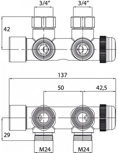 DISTRIBUTEUR MONOTUBE MURAL DESIGN M24 7953-24