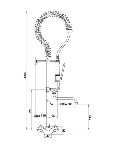 MELANGEUR GRDE CUISINE 1200MM 1 2T+BEC 9024-125