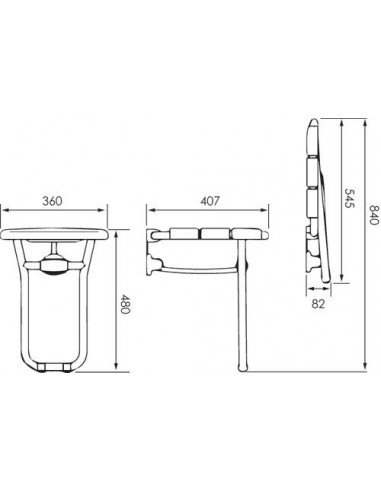 Siège de douche alu rabattable avec pied ZDEL0654