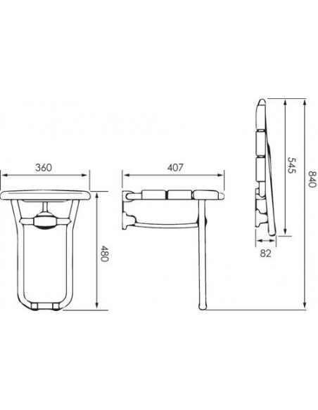Siège de douche alu rabattable avec pied ZDEL0654