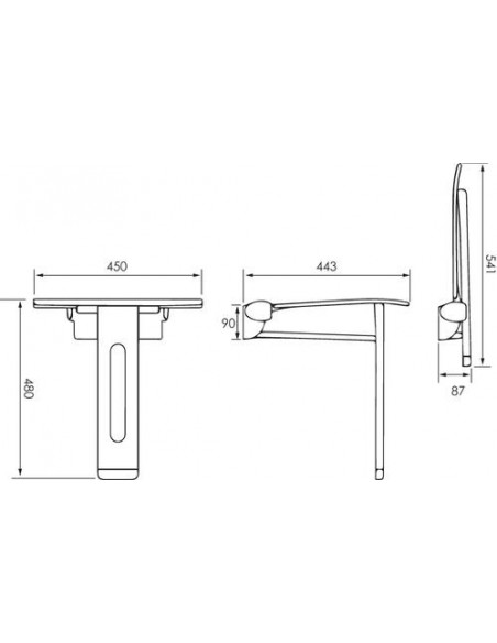 Siège douche rabattab. BeLine anthracite ZDEL1770