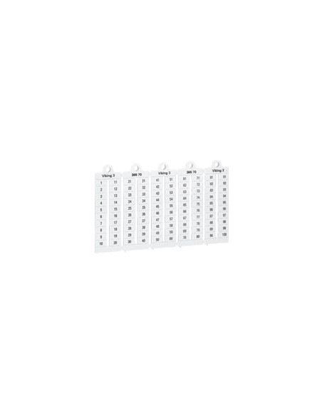 100 repères à lecture horizontale pour bloc de jonction viking 3 pas 6mm avec chiffres 1 à 10 LEGRAND 039515