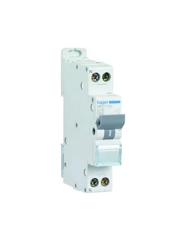 Disjoncteur 1 Module 1P+N 3KA 16A HAGER MFN716