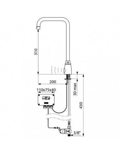 Robinet de lavabo Tempomatic PRO 4l/min M3/8" 6V DELABIE 445257
