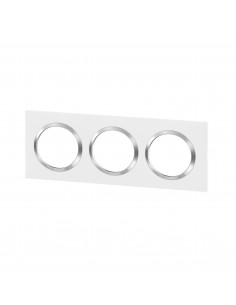 Plaque carrée dooxie 3 postes finition blanc avec bague effet chrome LEGRAND 600843