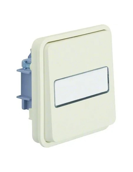 Poussoir à fermeture Cubyko 1F porte-étiquette 1F associable blanc IP55 HAGER WNA025B