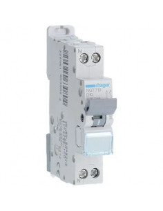 Disjoncteur 1P+N 6-10kA courbe D 10A 1 module HAGER NGT710