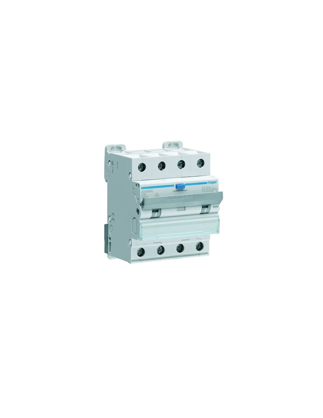 Disjoncteur différentiel 4 Pôles 10kA C 40A 30mA type A HAGER ADX490C
