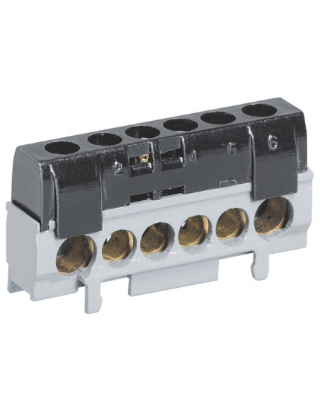 Bornier de répartition IP2X phase 1 connexion 10mm² à 35mm² noir longueur 62mm LEGRAND 092783