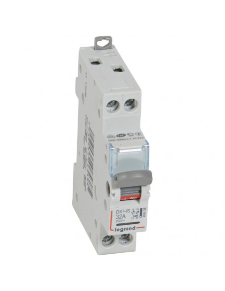 Interrupteur-sectionneur DX³-IS à voyant 2 Pôles 400V 32A 1 module LEGRAND 406438