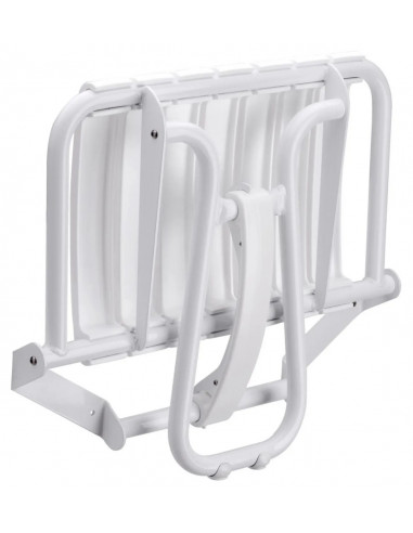 Siège de douche escamotable grande taille tube aluminium+inox assise avec lattes polypropylène blanc PELLET ASC 047632