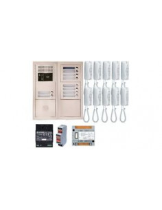 Pack audio bus 10 BP encastré avec module pour T25/VIGIK centrale 10 postes GT1D alim sans transfo gâche AIPHONE 200381