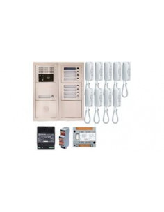 Pack audio bus 9 BP encastré avec module pour T25/VIGIK centrale 9 postes GT1D alim sans transfo gâche AIPHONE 200380