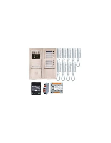 Pack audio bus 9 BP encastré avec module pour T25/VIGIK centrale 9 postes GT1D alim sans transfo gâche AIPHONE 200380