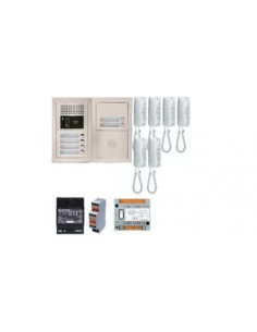Pack audio bus 6 BP encastré avec module pour T25/VIGIK centrale 6 postes GT1D alim sans transfo gâche AIPHONE 200377