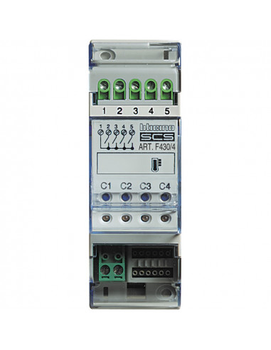 Actionneur 4 relais indépendants gestion de température MyHOME BUS 2 modules BTICINO F430/4