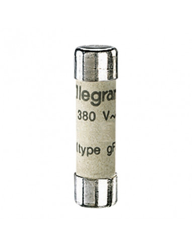 Cartouche industrielle cylindrique type gG 8x32mm sans voyant 8A LEGRAND 012308