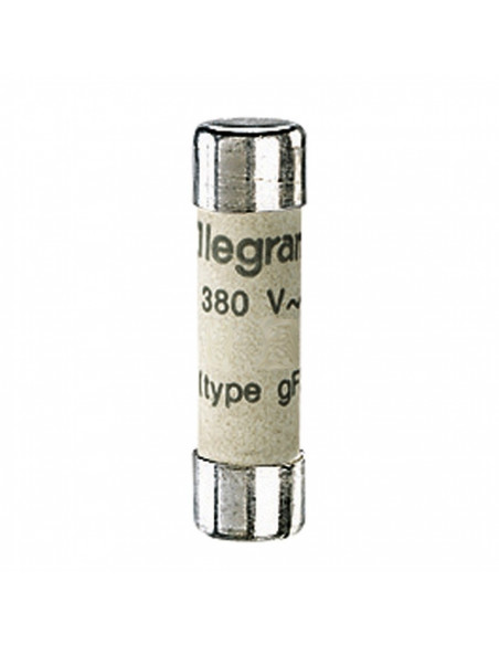 Cartouche industrielle cylindrique type gG 8x32mm sans voyant 8A LEGRAND 012308