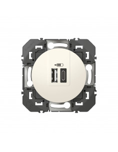 CHARGEUR 2 USB A+C 3A 15 W BLANC DOOXIE LEGRAND 600349