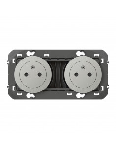 Double prise de courant 2P+T Surface dooxie 16A pré-câblées finition alu LEGRAND 600432 2