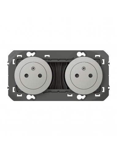 Double prise de courant 2P+T Surface dooxie 16A pré-câblées finition alu LEGRAND 600432