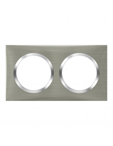 Plaque carrée Dooxie 2 postes finition effet inox brossé LEGRAND 600872