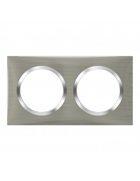 Plaque carrée Dooxie 2 postes finition effet inox brossé LEGRAND 600872