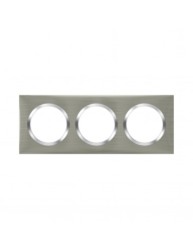 Plaque carrée Dooxie 3 postes finition effet inox brossé LEGRAND 600873