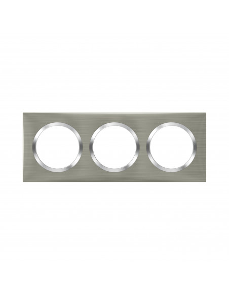Plaque carrée Dooxie 3 postes finition effet inox brossé LEGRAND 600873