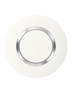 PLAQUE DECO 1 POSTE BLANC BAGUE EFFET CHROME DOOXIE LEGRAND 600973