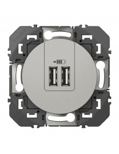 Double prise USB Type-A Dooxie 3A finition alu LEGRAND 600443 2