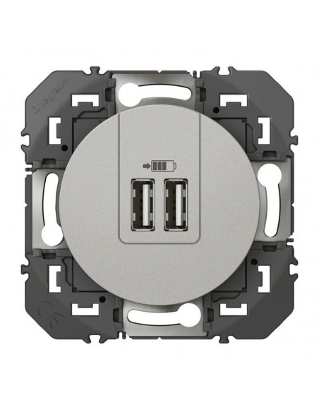 Double prise USB Type-A Dooxie 3A finition alu LEGRAND 600443
