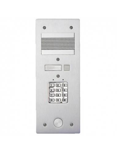 Platine de rue Série 200 audio étroite+clavier codé façade Alu 4 mm 1 appel BTICINO 308401
