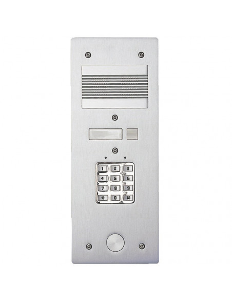 Platine de rue Série 200 audio étroite+clavier codé façade Alu 4 mm 1 appel BTICINO 308401