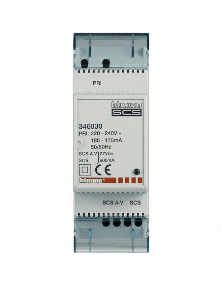 Alimentation compacte avec adaptateur vidéo intégré MyHOME BUS 2 modules BTICINO 346030