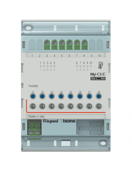 Actionneur 8 relais indépendants gestion de température MyHOME BUS 4 modules BTICINO F430R8