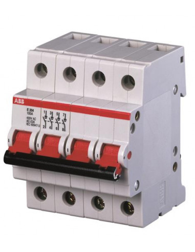 INTERRUPTEUR (E200) 4 POLES 100A LEVIER GRIS ABB 364121 2CDE284001R1100
