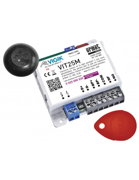 Kit micro centrale 1 porte résidents/Vigik livrée avec 1xT25VK2 et clé Maître prog. URMET VIT25M
