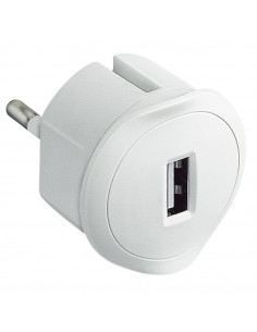 Prise USB 5V 1,5A maximum avec fiche 2 Pôles 10A et encombrement réduit blanche LEGRAND 050680