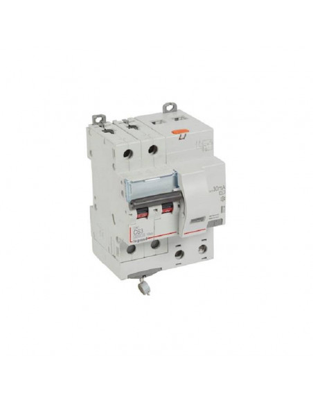 DISJONCTEUR DIFF DX³ 6000 -VIS-2P-230/400V~-63A -TYPEAC -10MA-10KA- COURBE C 4 MOD LEGRAND 411164