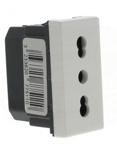 Prise de courant 2P+T 10A ou 16A standard italien Mosaic 1 module blanc LEGRAND 077511