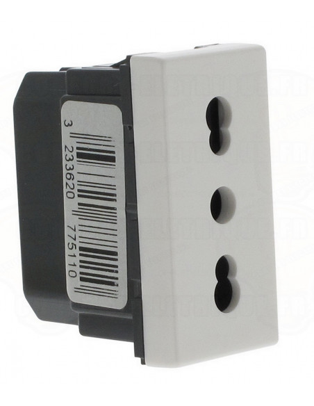 Prise de courant 2P+T 10A ou 16A standard italien Mosaic 1 module blanc LEGRAND 077511